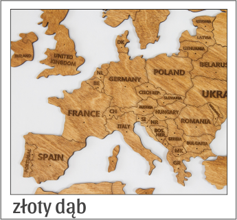 mapa drewniana kolor złoty dąb